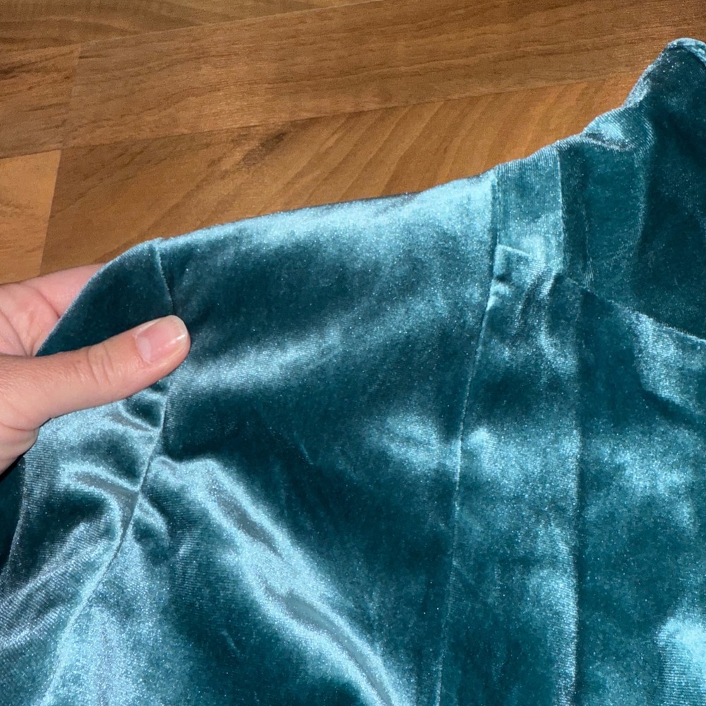 YAYA Women Velvet Blazer Belted Jacket Teal Green Size 38 holiday office party M - Picture 7 of 7